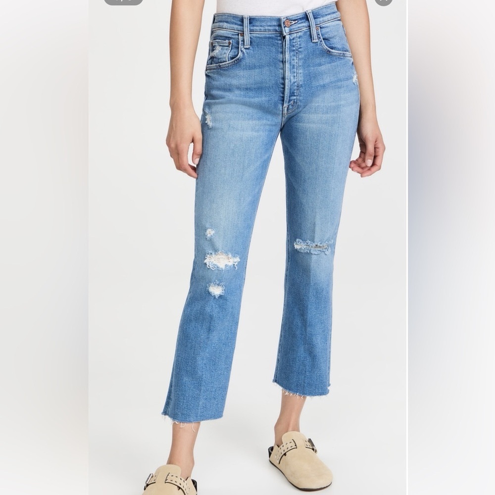 MOTHER Blue Distressed Jeans